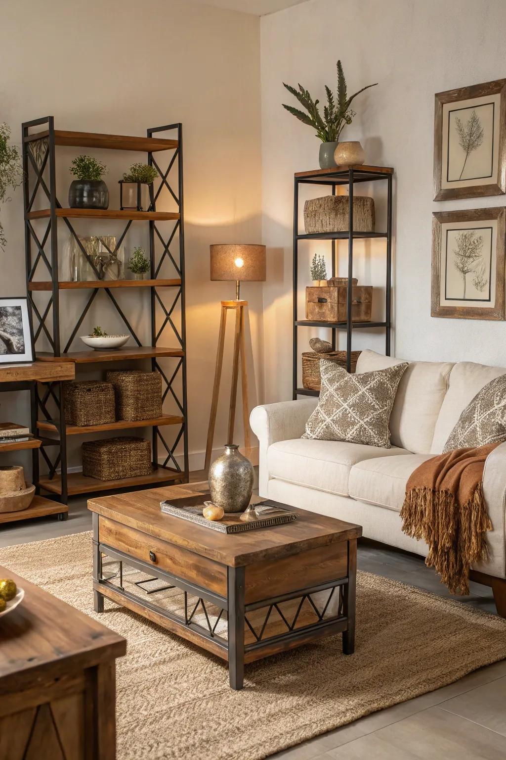 Highlight pieces introduce coziness and balance to an off-white space.