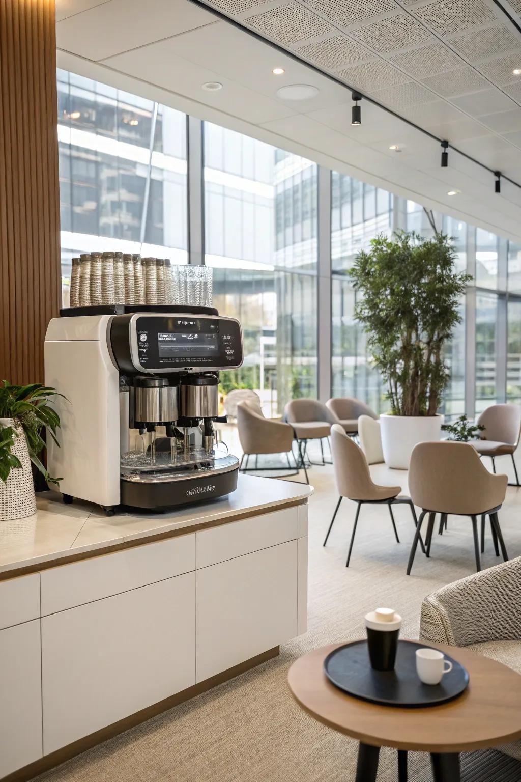 An elegant coffee maker can serve as the focal point of your coffee station.