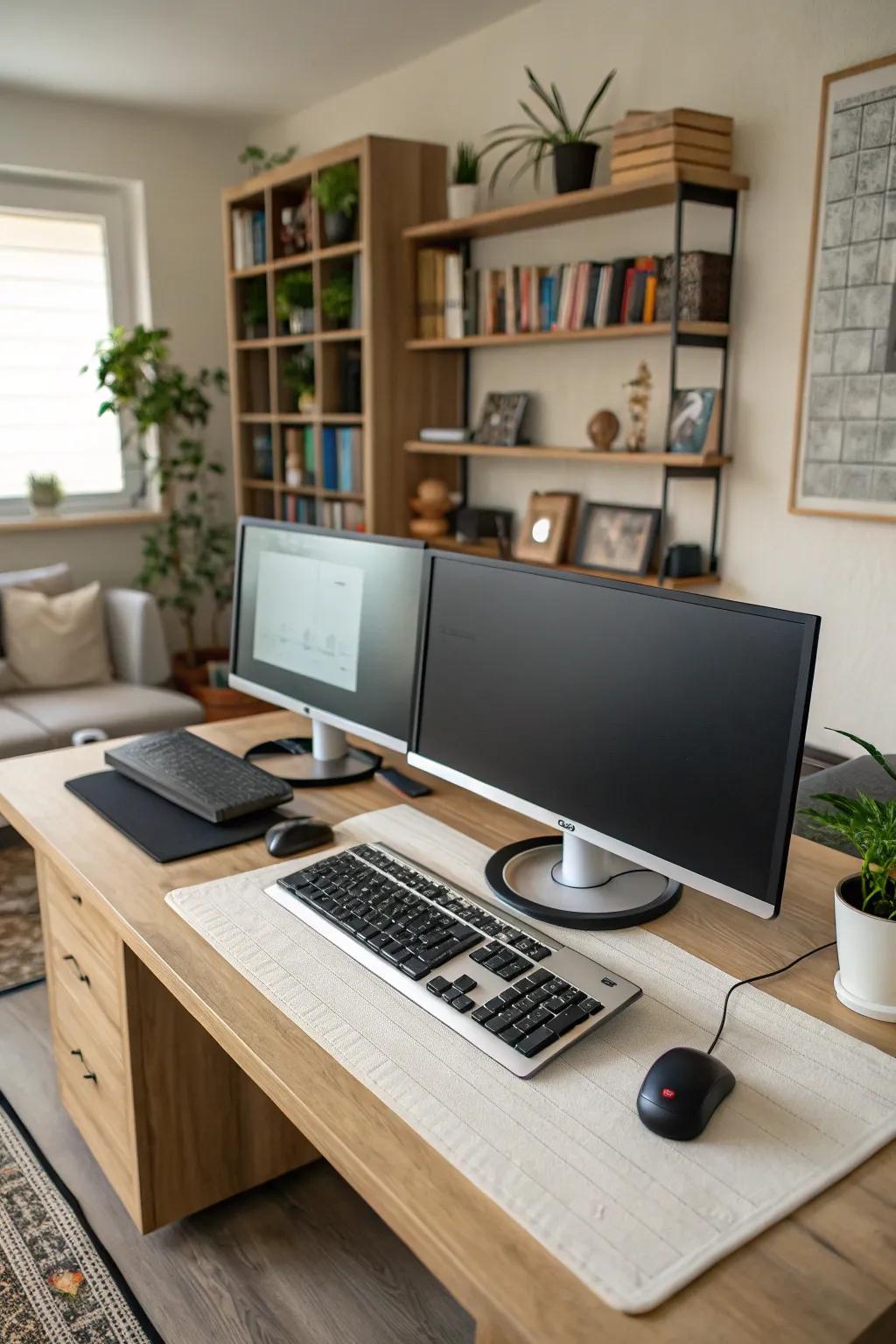 Boost your productivity using a dual-monitor setup.