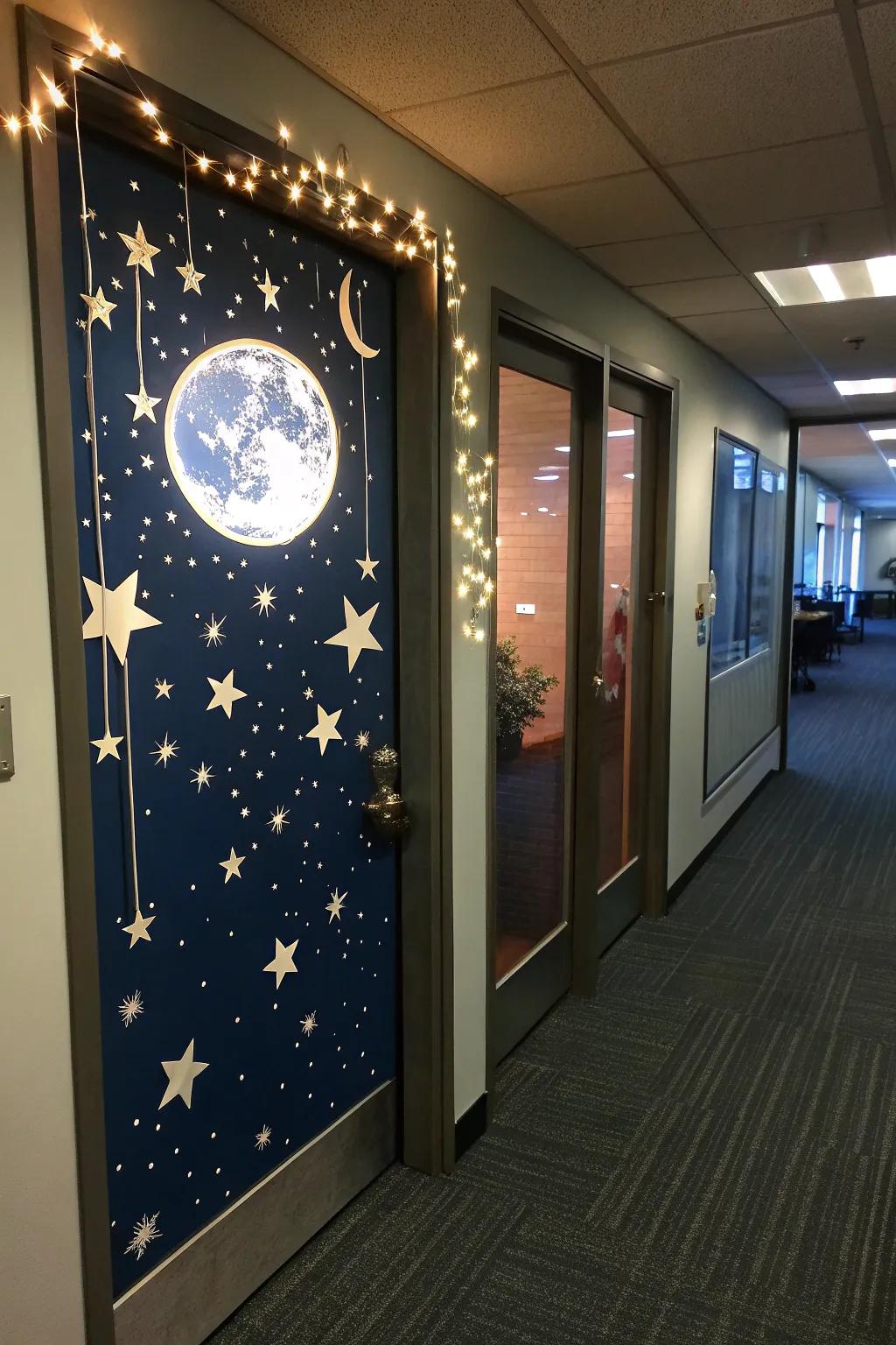 Let your door shine with a Starry Night theme.