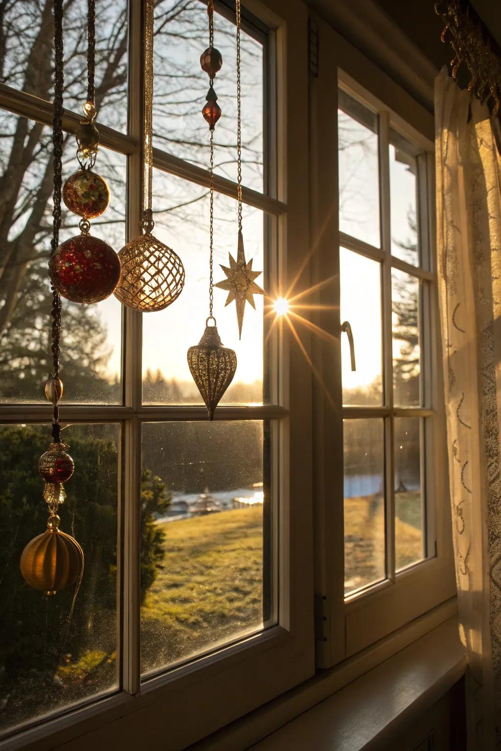 A mesmerizing hanging window design with decorations.