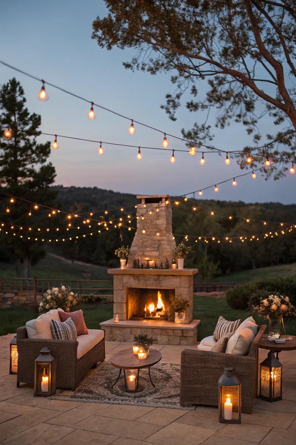 Improve your fireplace area using charming ambient lighting.