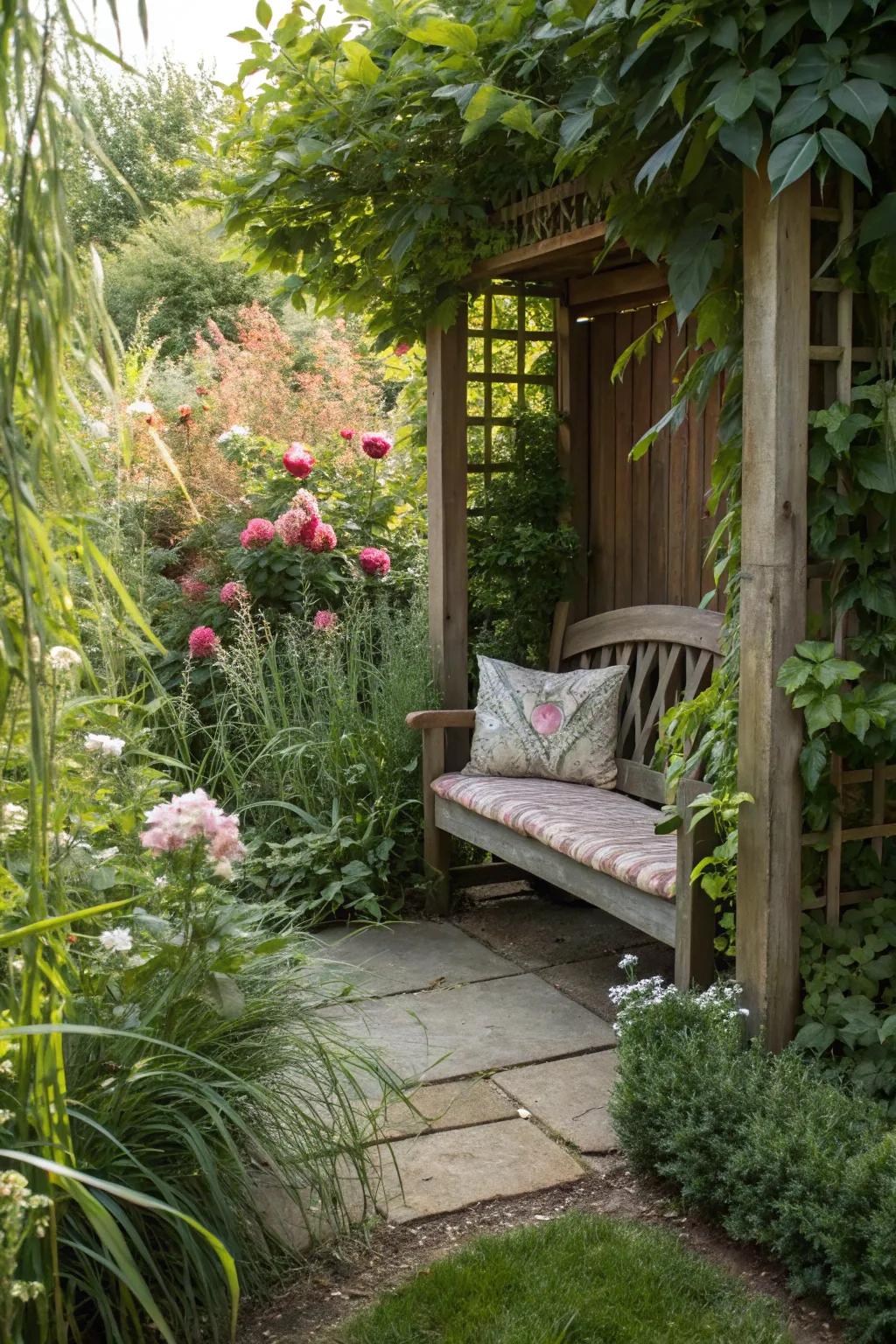 Create personal retreats in your garden for peace and quiet.