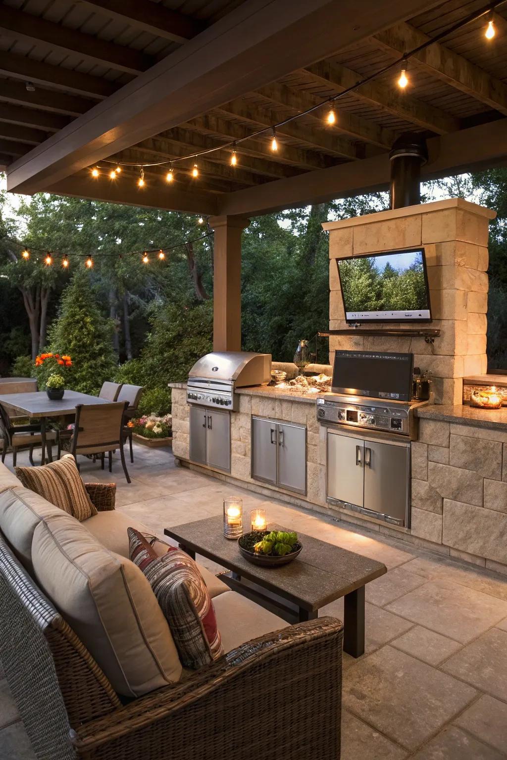 Relax in style with a living area that offers comfort and entertainment.