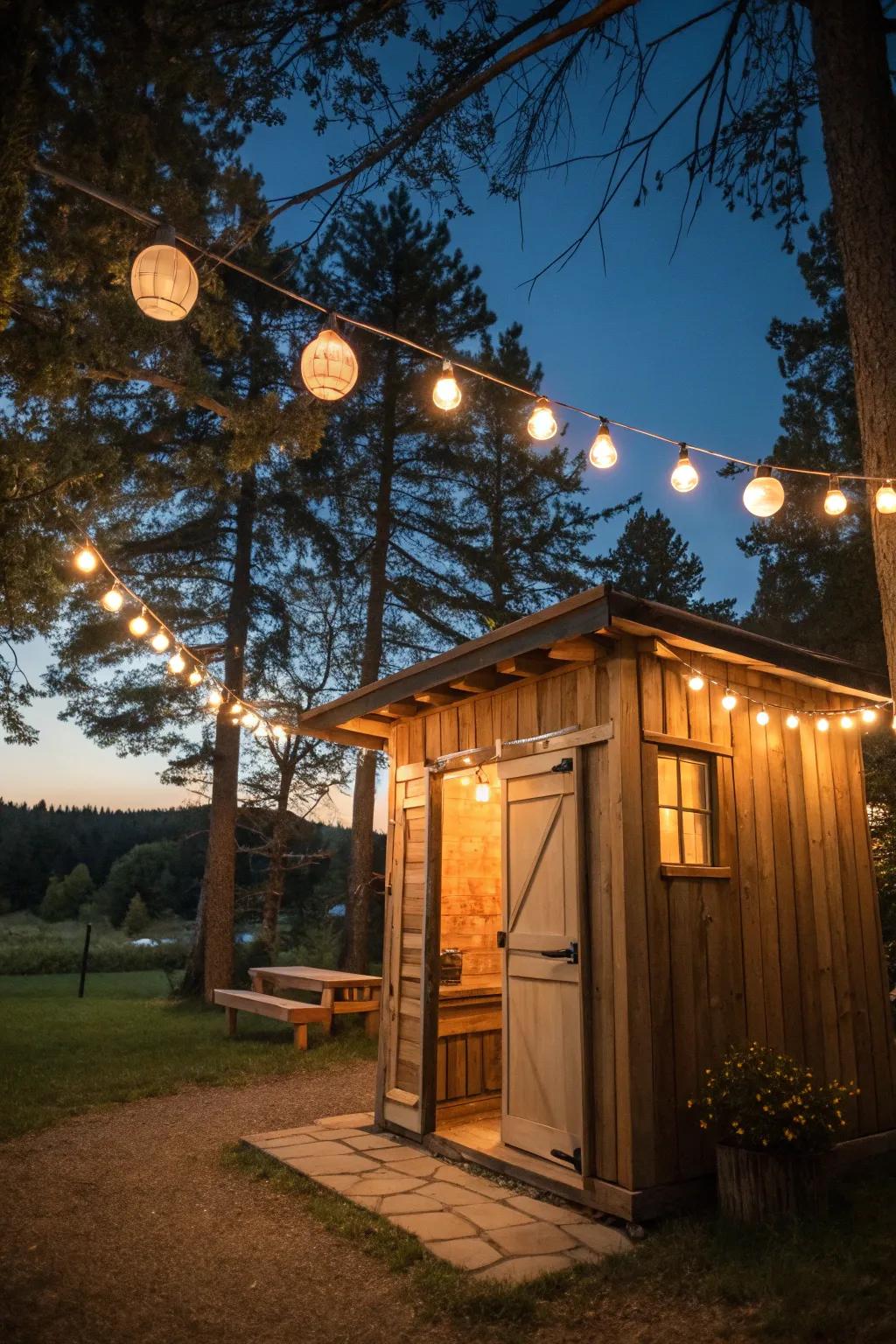 Lighting establishes a serene atmosphere for tranquil evenings.