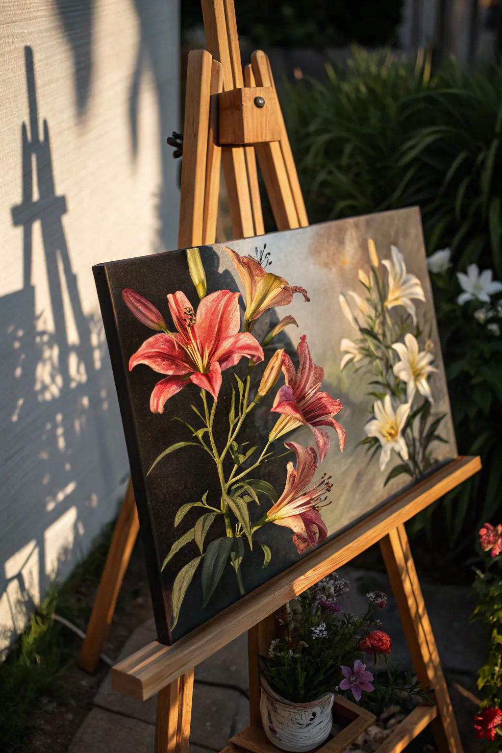 Dramatic lighting gives depth to your floral paintings.