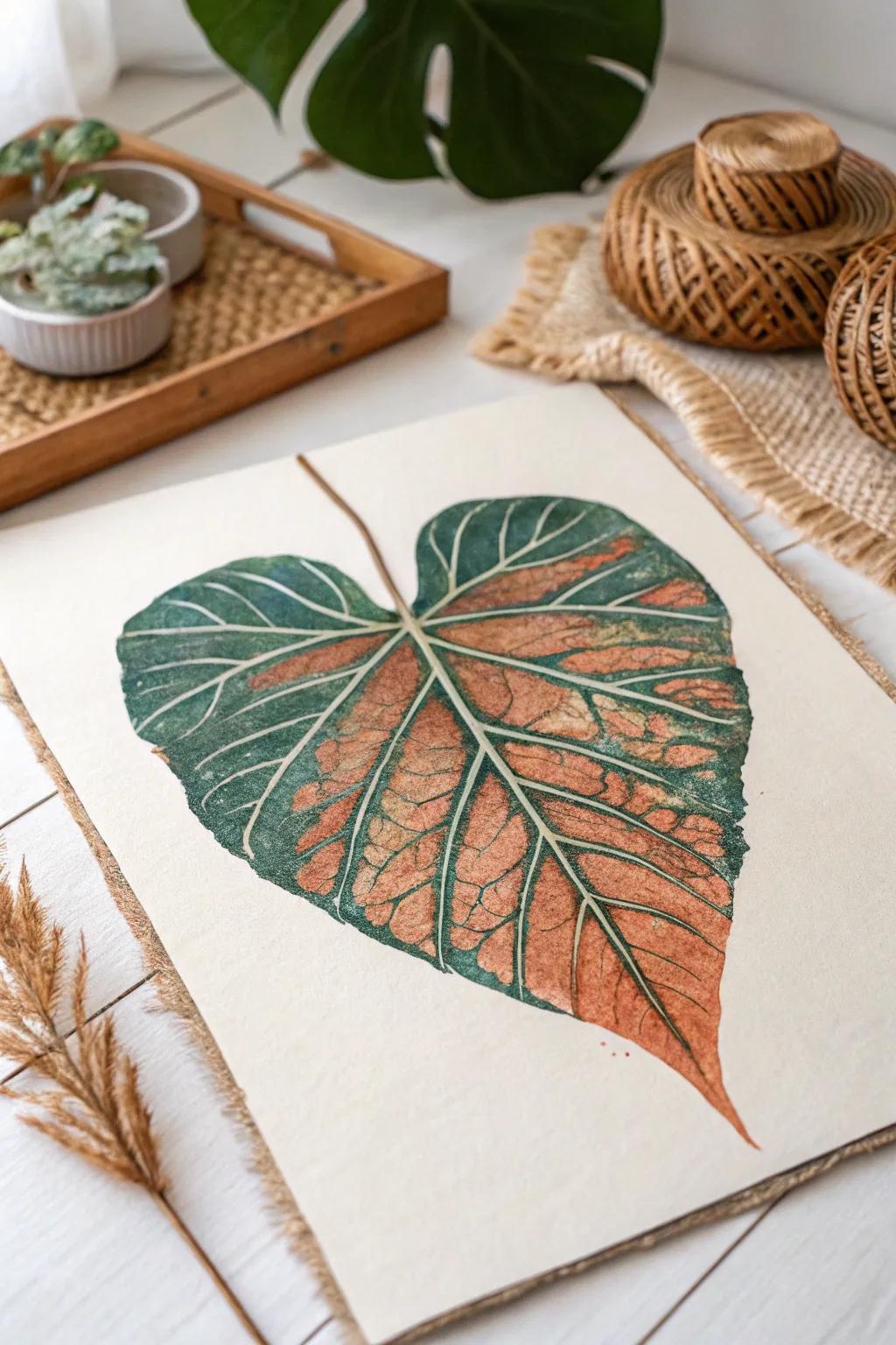 Capture the spirit of the outdoors with the beauty of foliage imprint artwork.