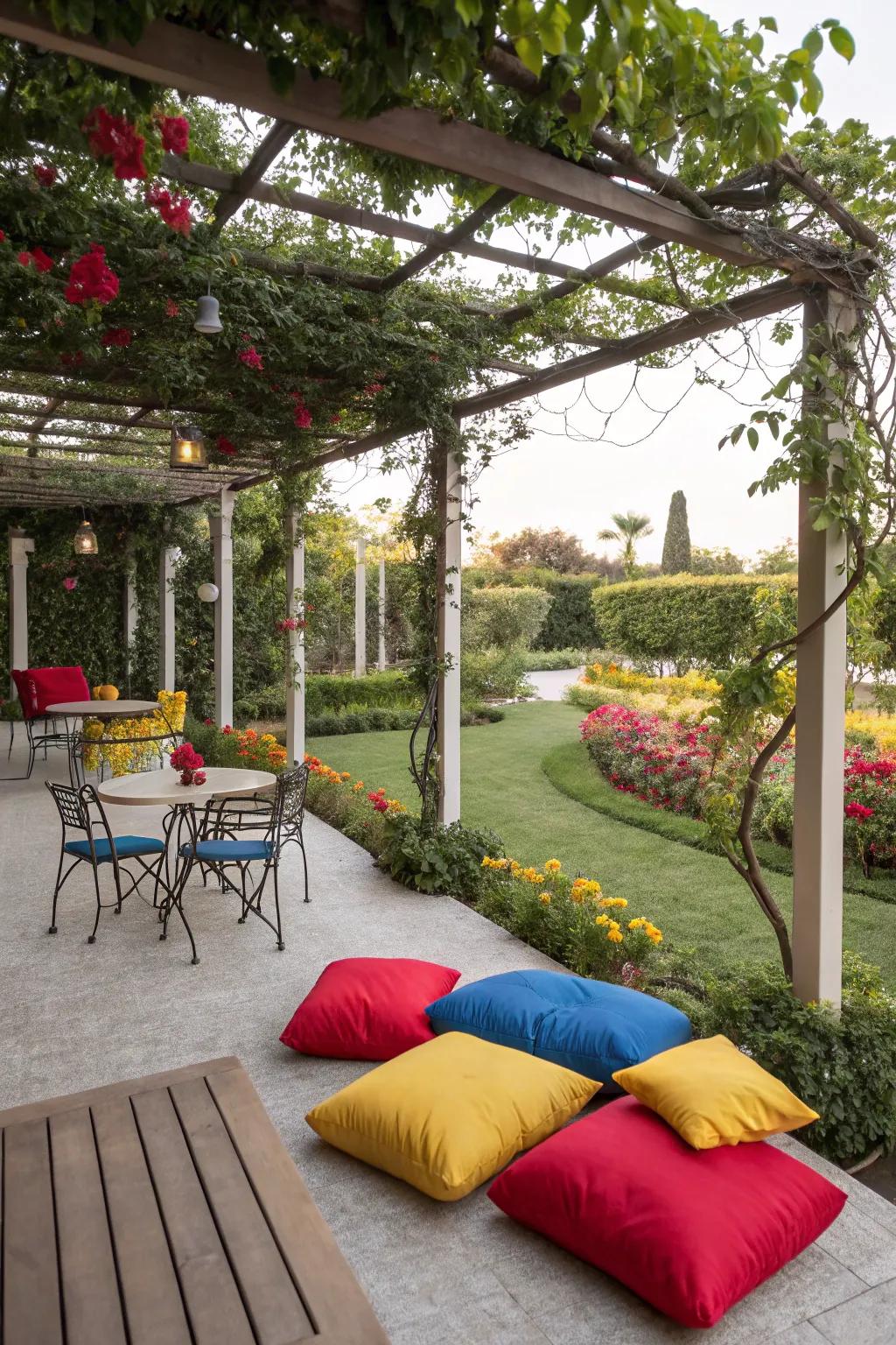 Vibrant colors breathe life and energy into pergola environments.