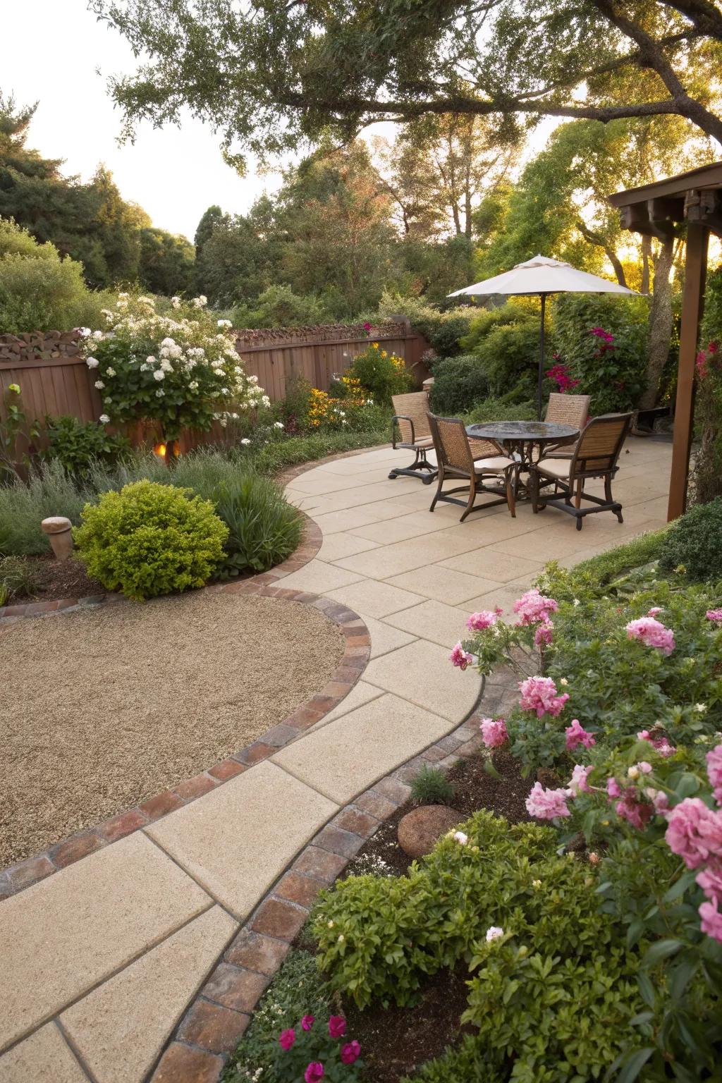 Decomposed granite imparts a countryside and natural feel to patios.