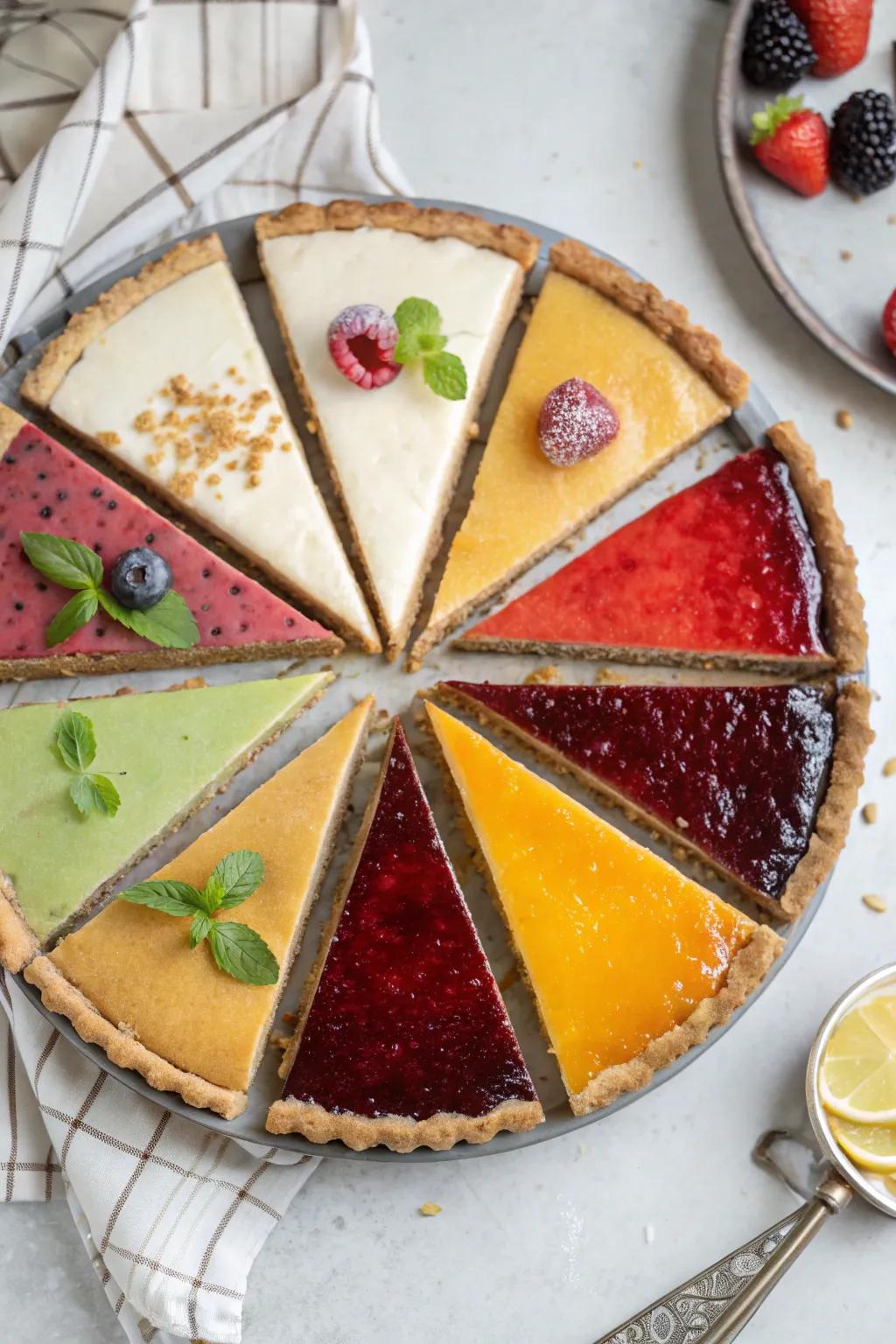 Pie slices arranged in a sophisticated geometric fashion.