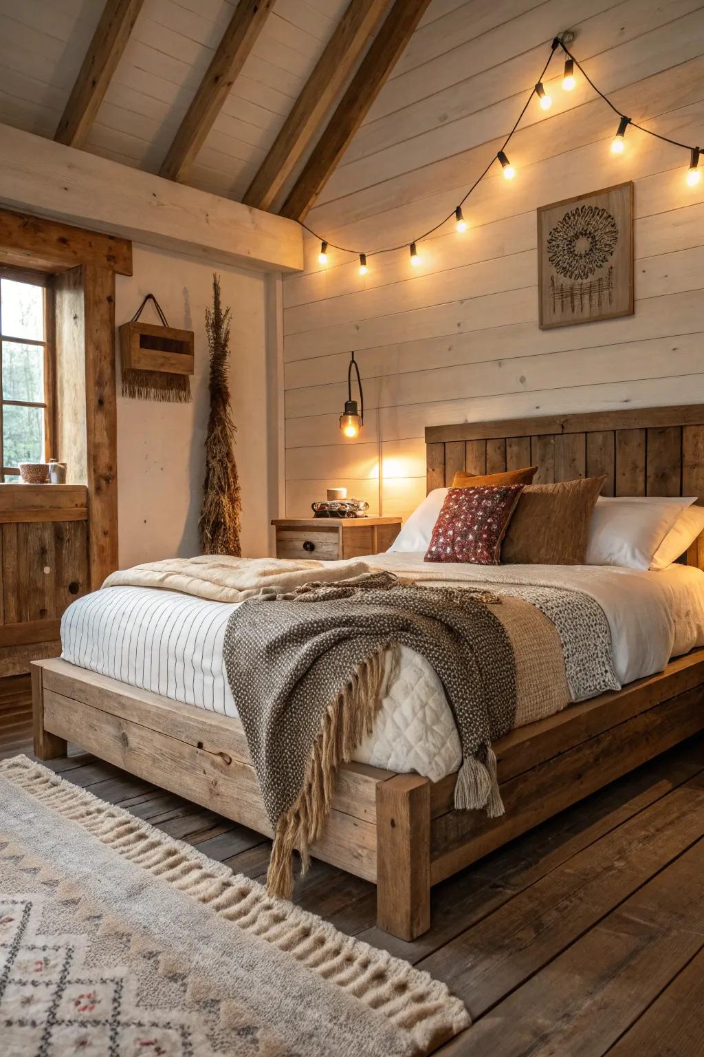 Natural platform sleepers add a touch of natural beauty.