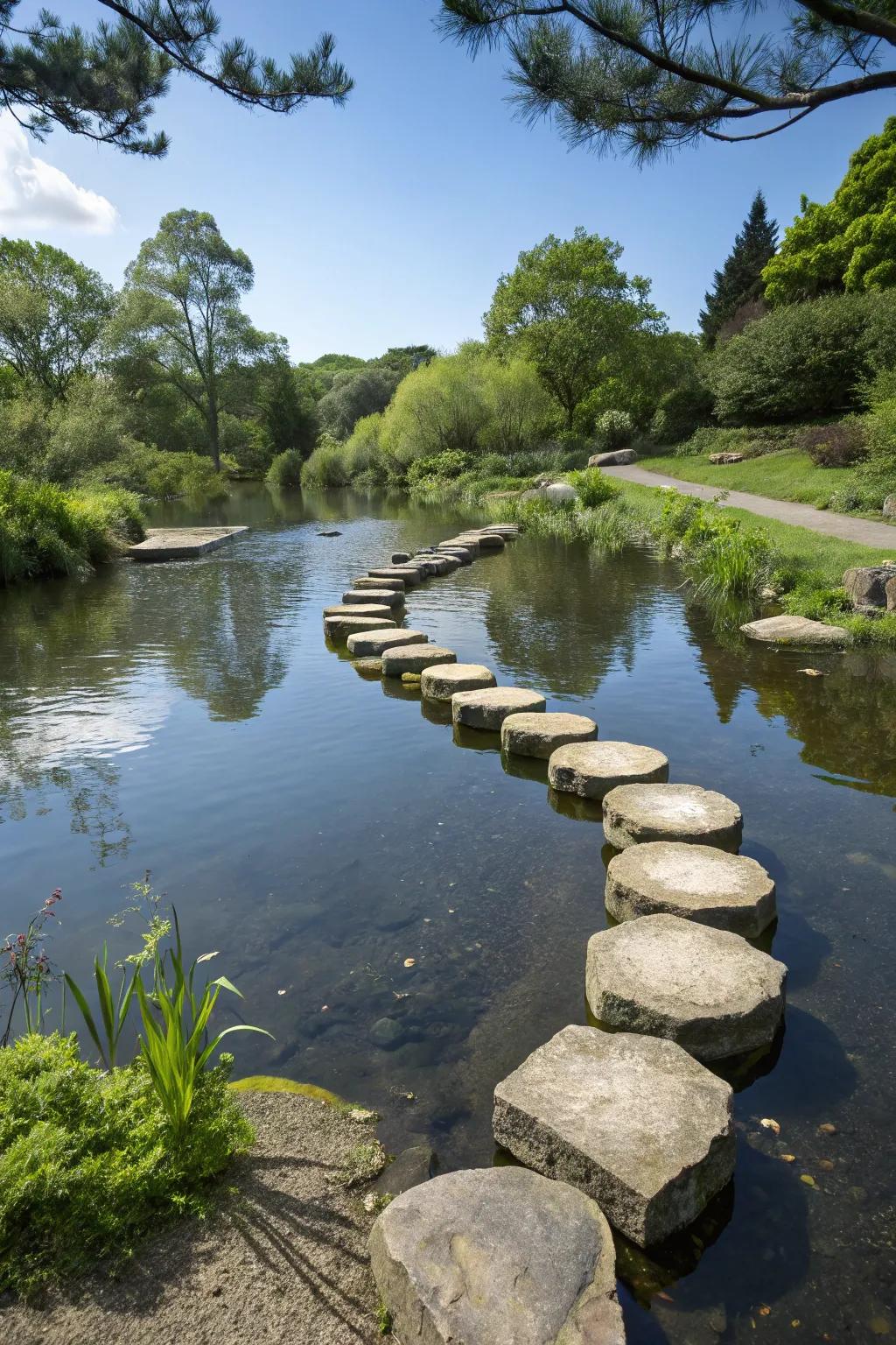 Progressive stones impart allure and accessibility to your water course.