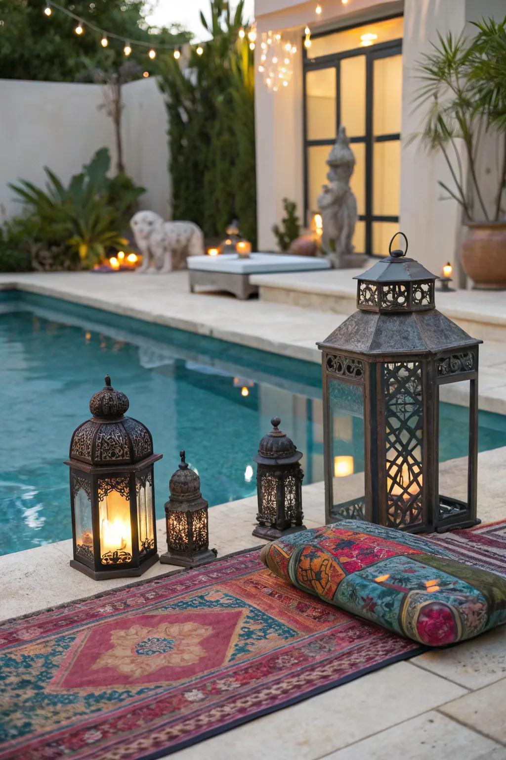 Carefully chosen accessories can greatly enhance your poolside atmosphere.