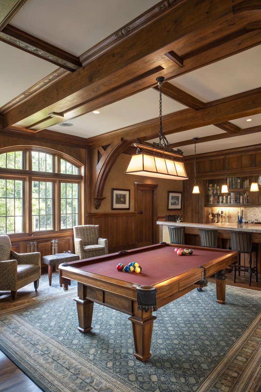 Wood details can make your pool table room feel elegant and timeless.