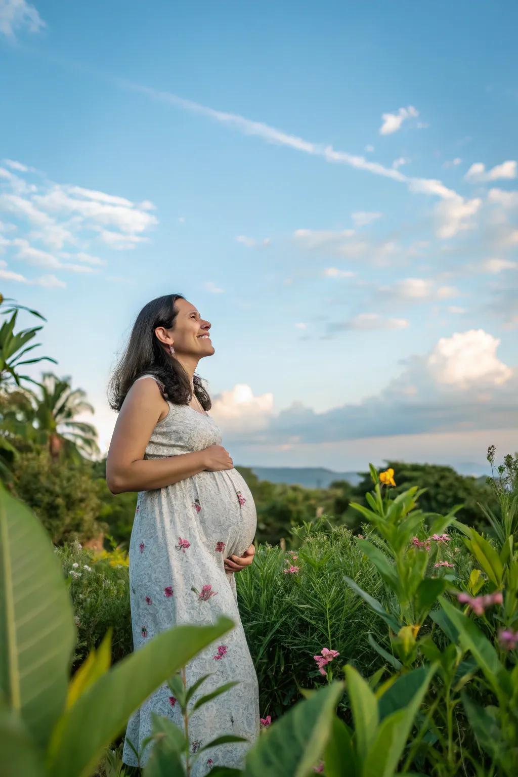 For your maternity photos, nature offers a stunning and serene backdrop.