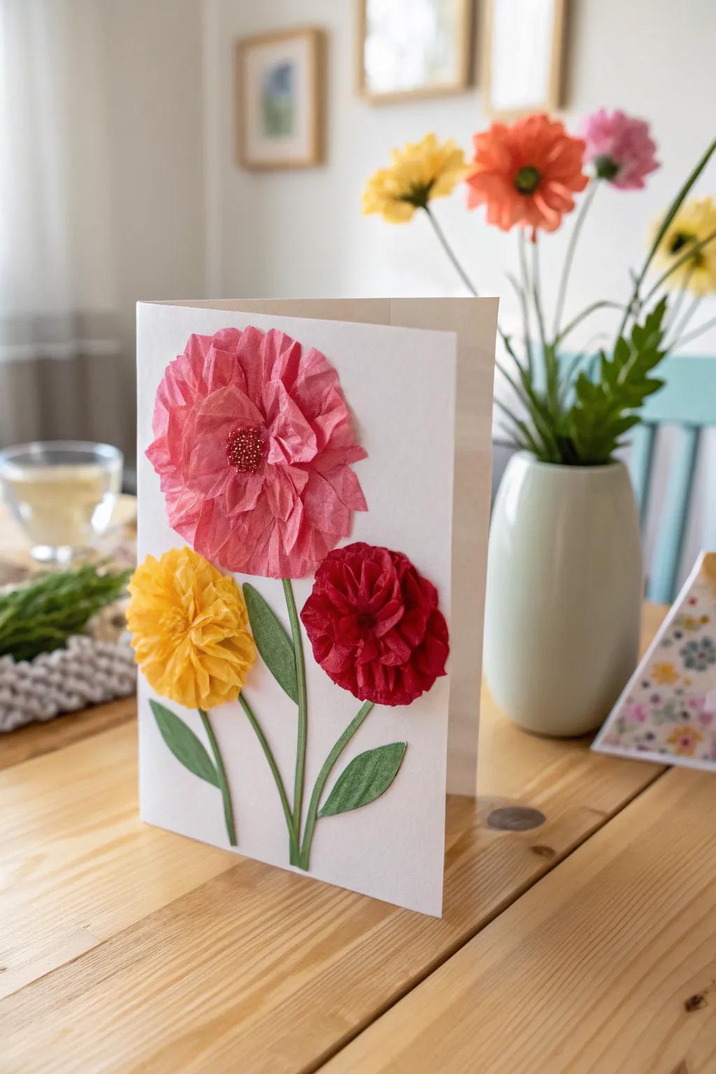 Celebrate Mother's Day with a handcrafted touch &ndash; vibrant tissue paper blooms for a heartfelt surprise!