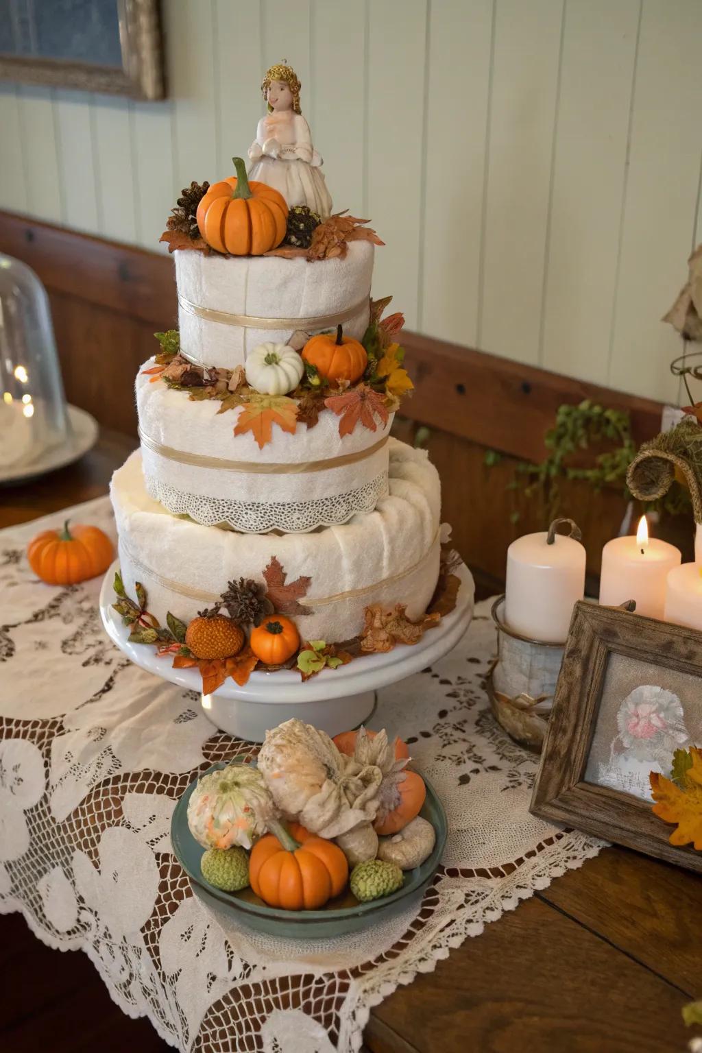 Classic gourd diaper creations are ideal for a romantic, old-fashioned vibe.