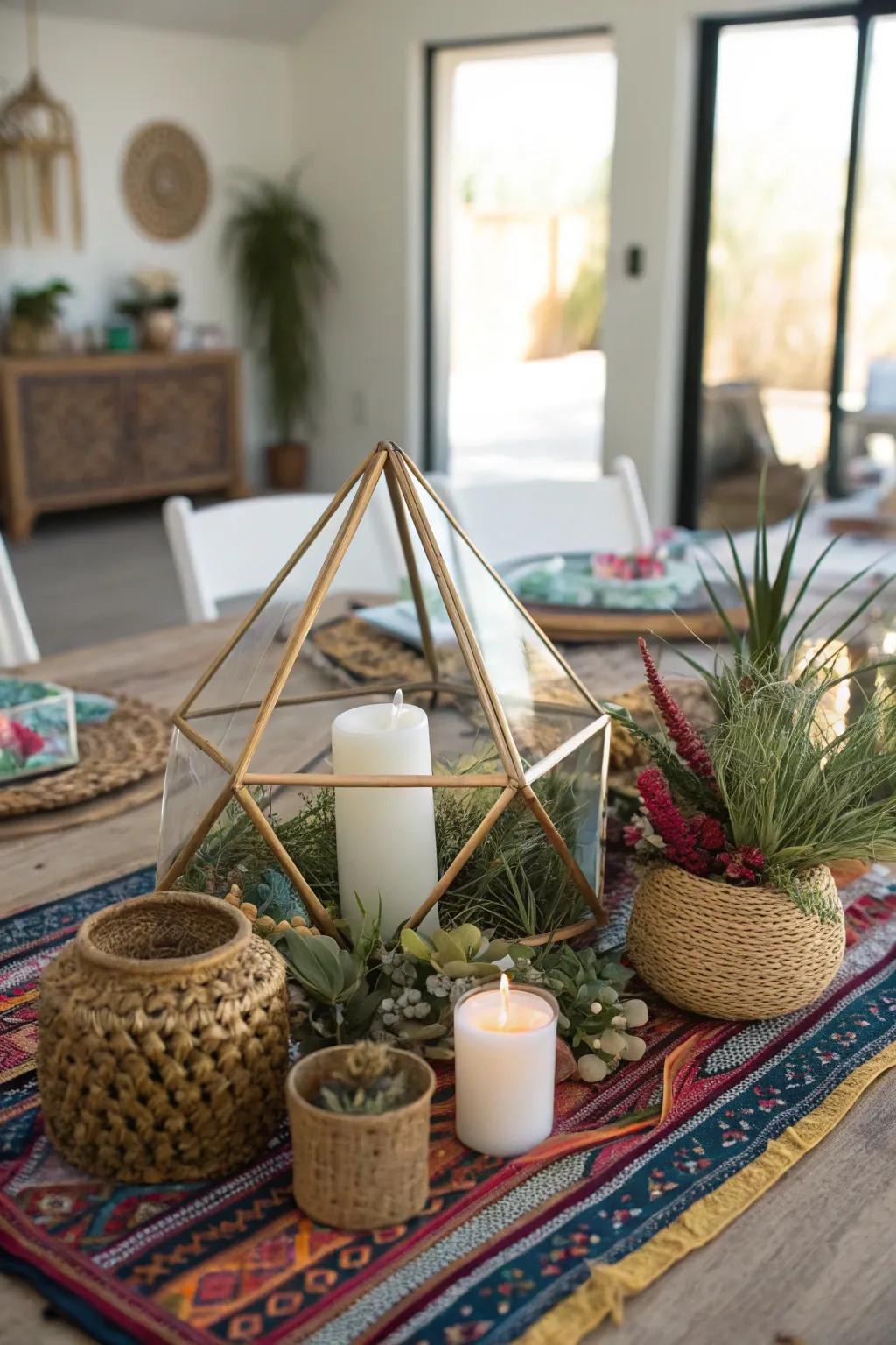 Symmetrical shapes provide a modern and stylish centerpiece choice.