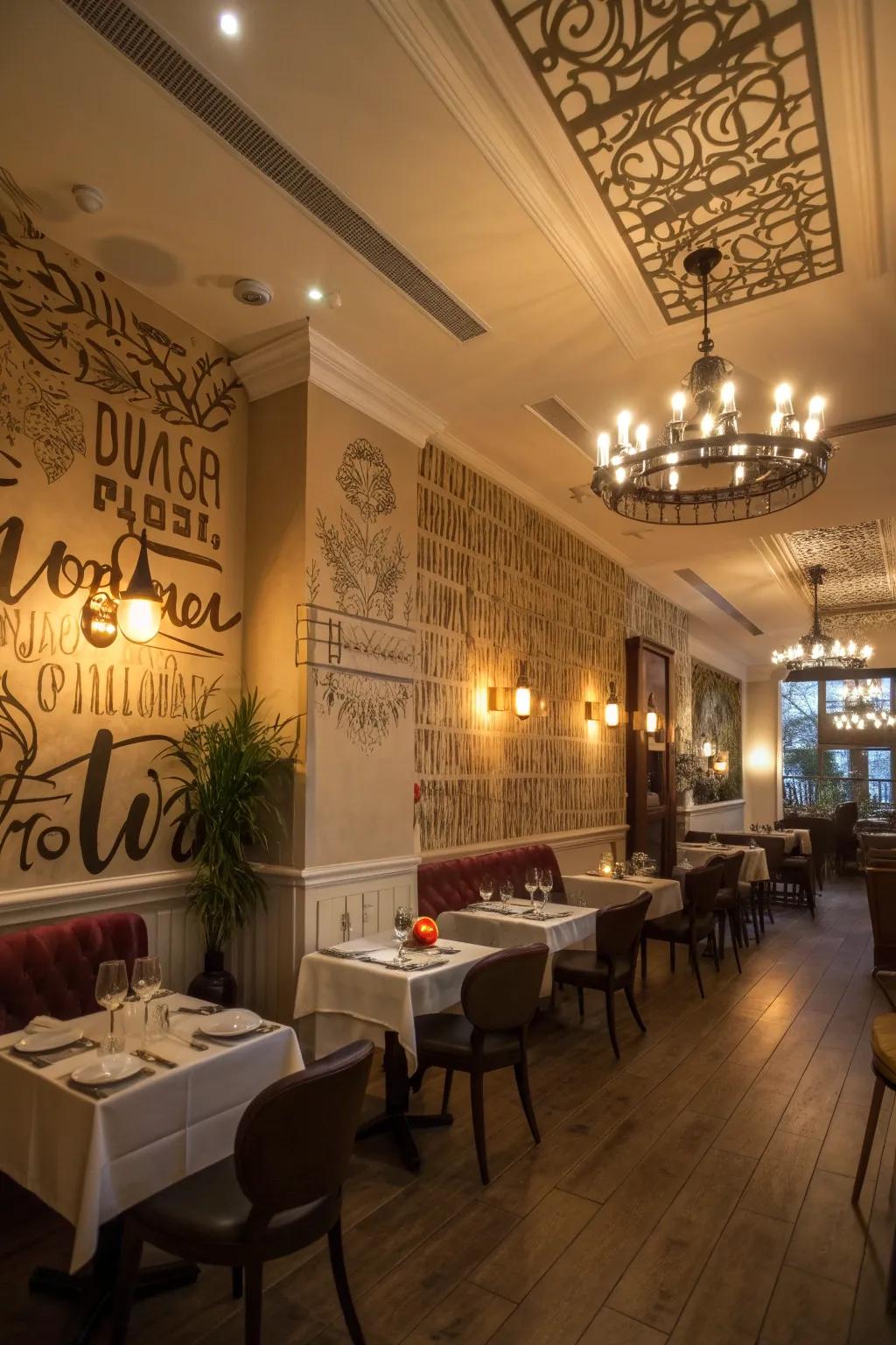Lettering adds a modern and fun touch to restaurant design.