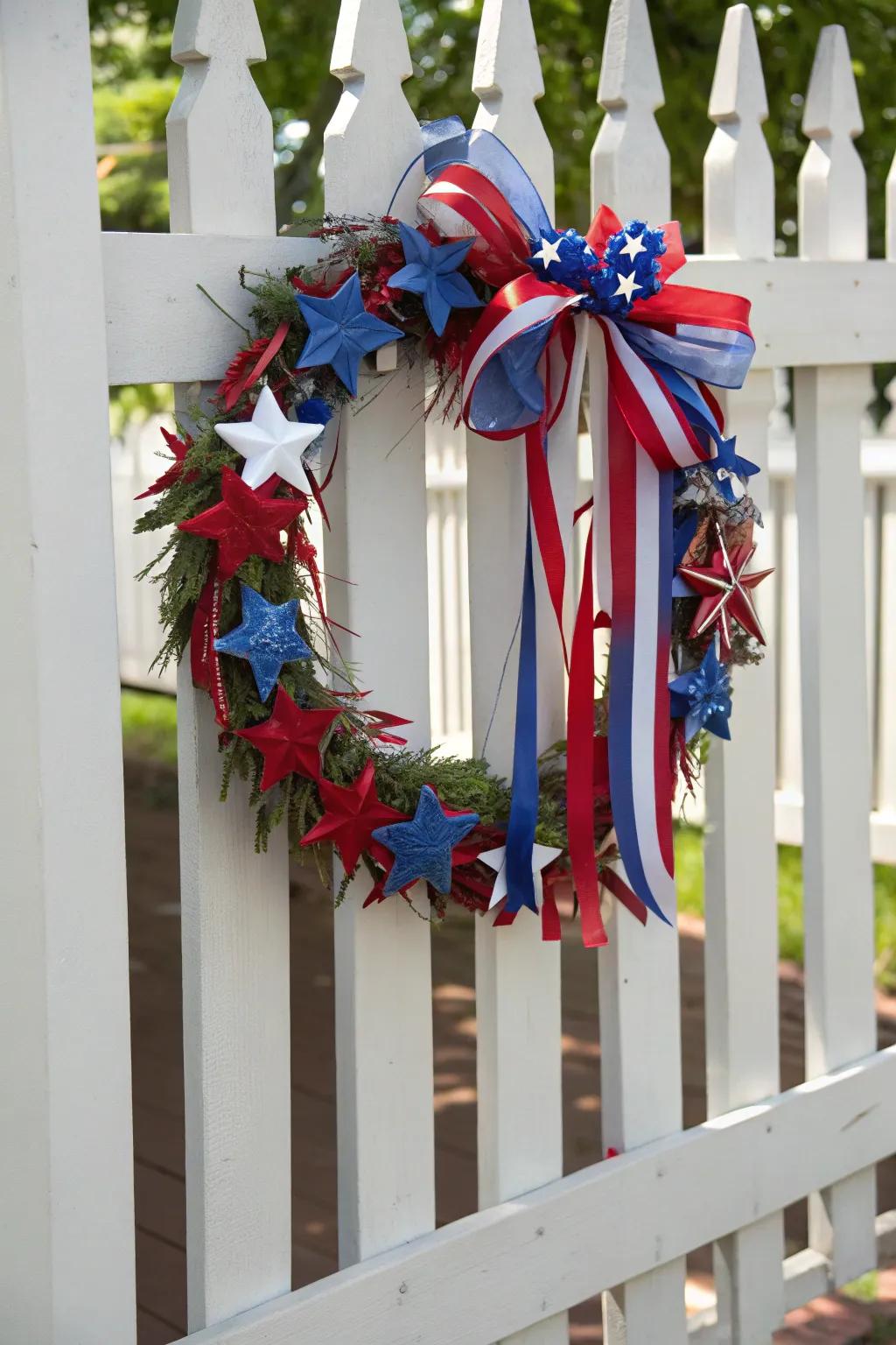 Celebrate in style through this patriotic ribbon wreath.