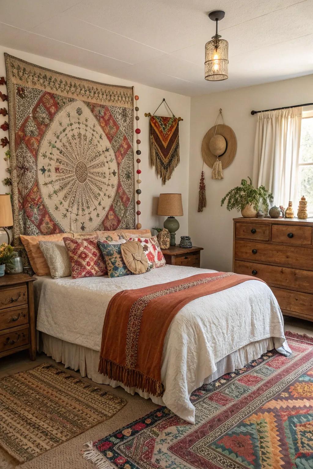 Unique items bring a bohemian charm.