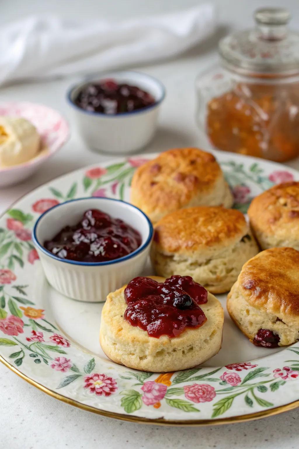 Biscuits with preserves are a timeless treat for a cozy morning.