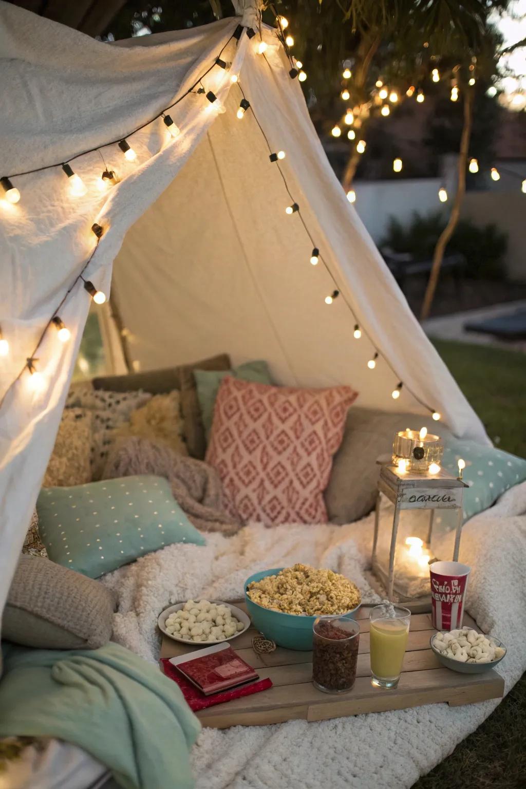 Rediscover childhood fun by building a cozy blanket fort.