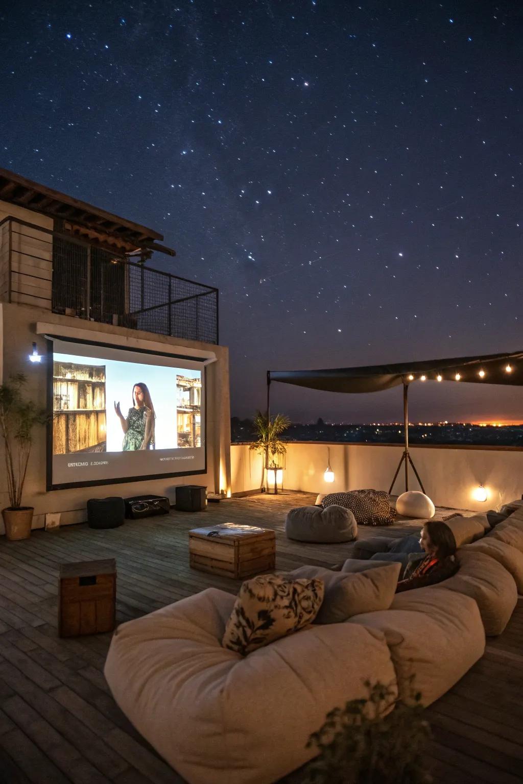Experience cinematic magic beneath the stars with a rooftop theater.