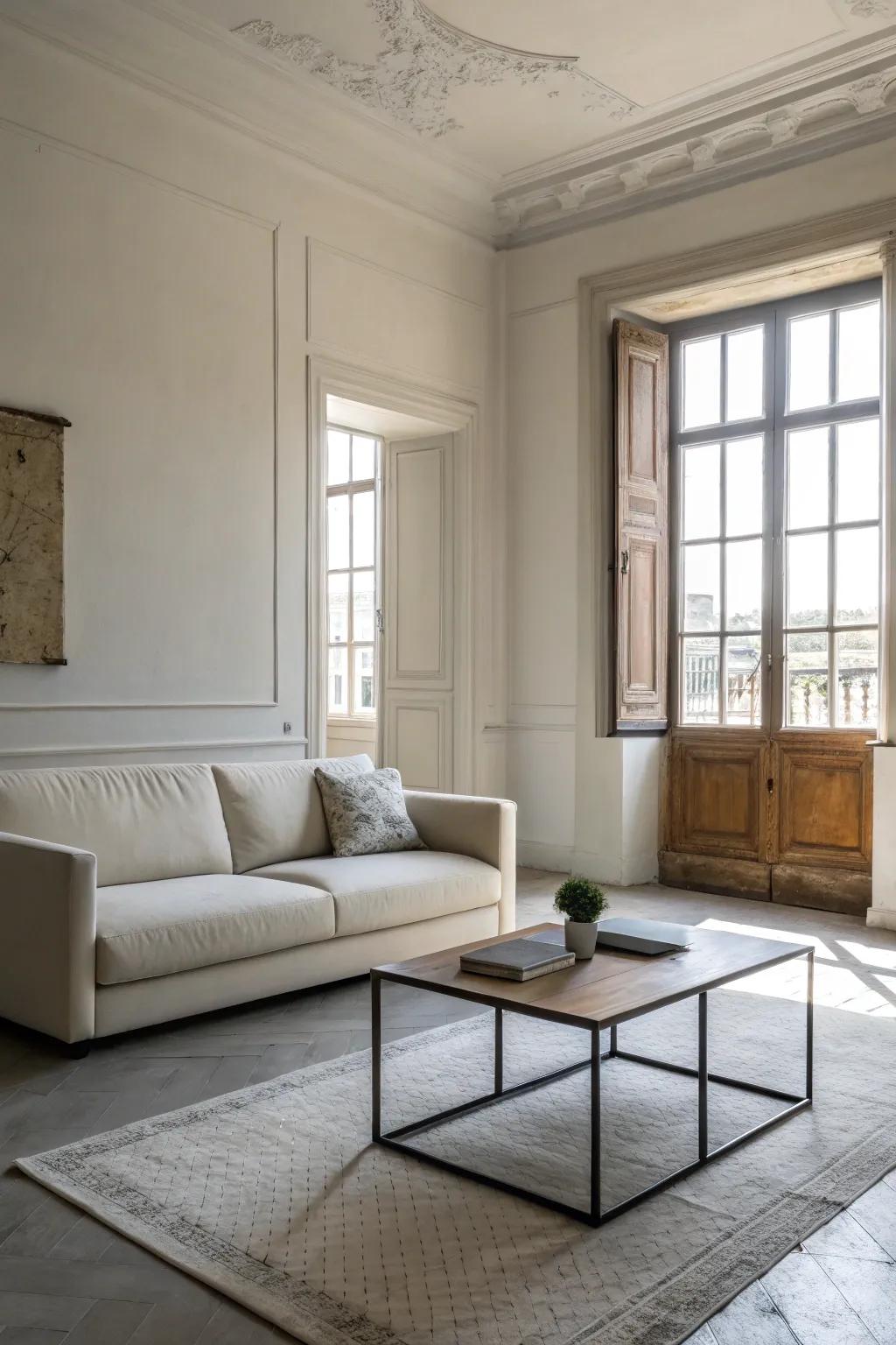 Simple style furnishings keep the room spacious and organized.