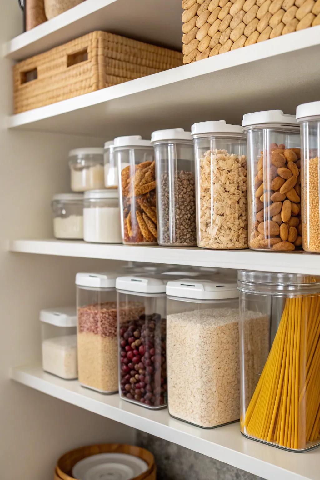 Clear containers make it easy to arrange and access items.
