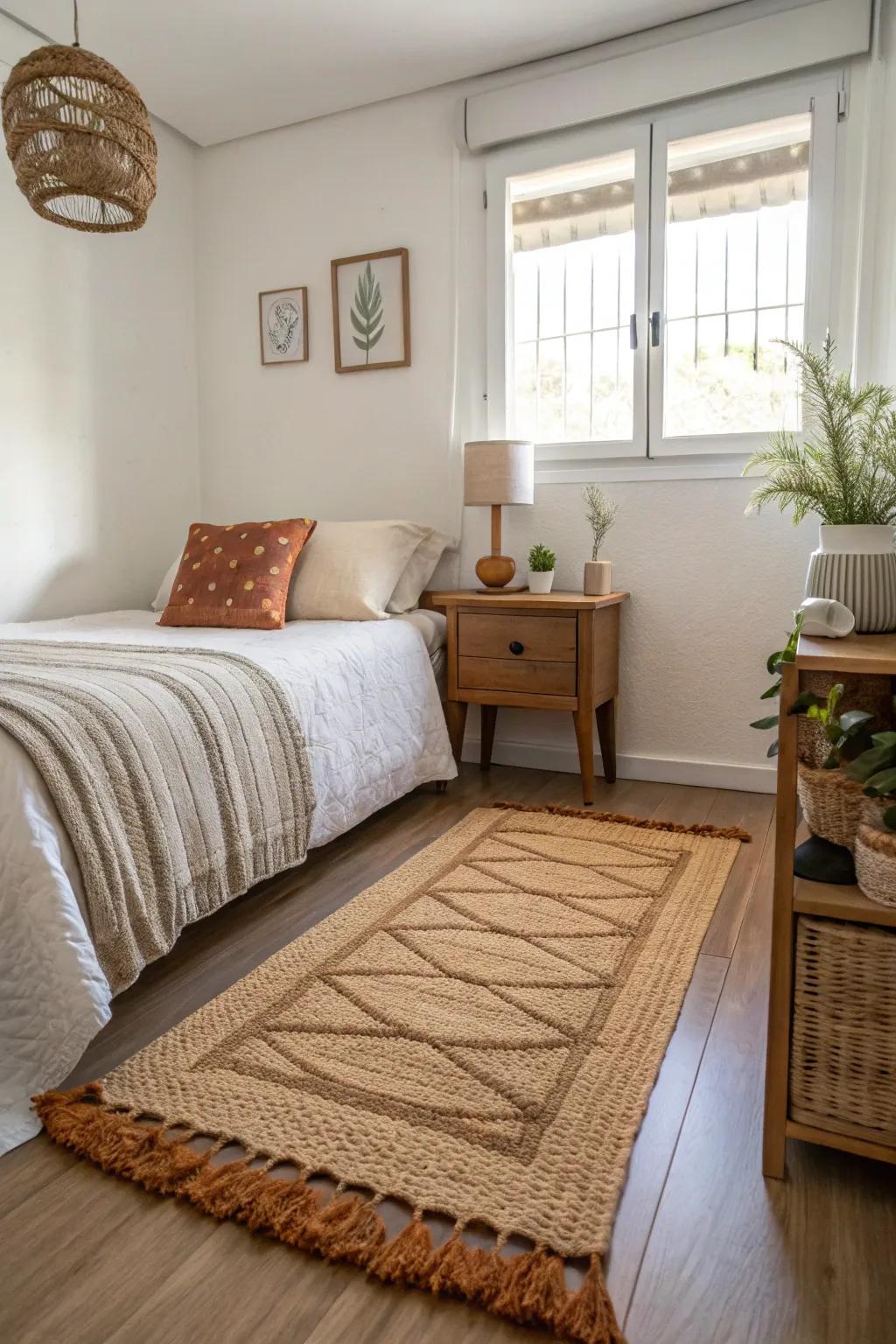 Choose rugs that fit your bedroom's size for optimal balance.