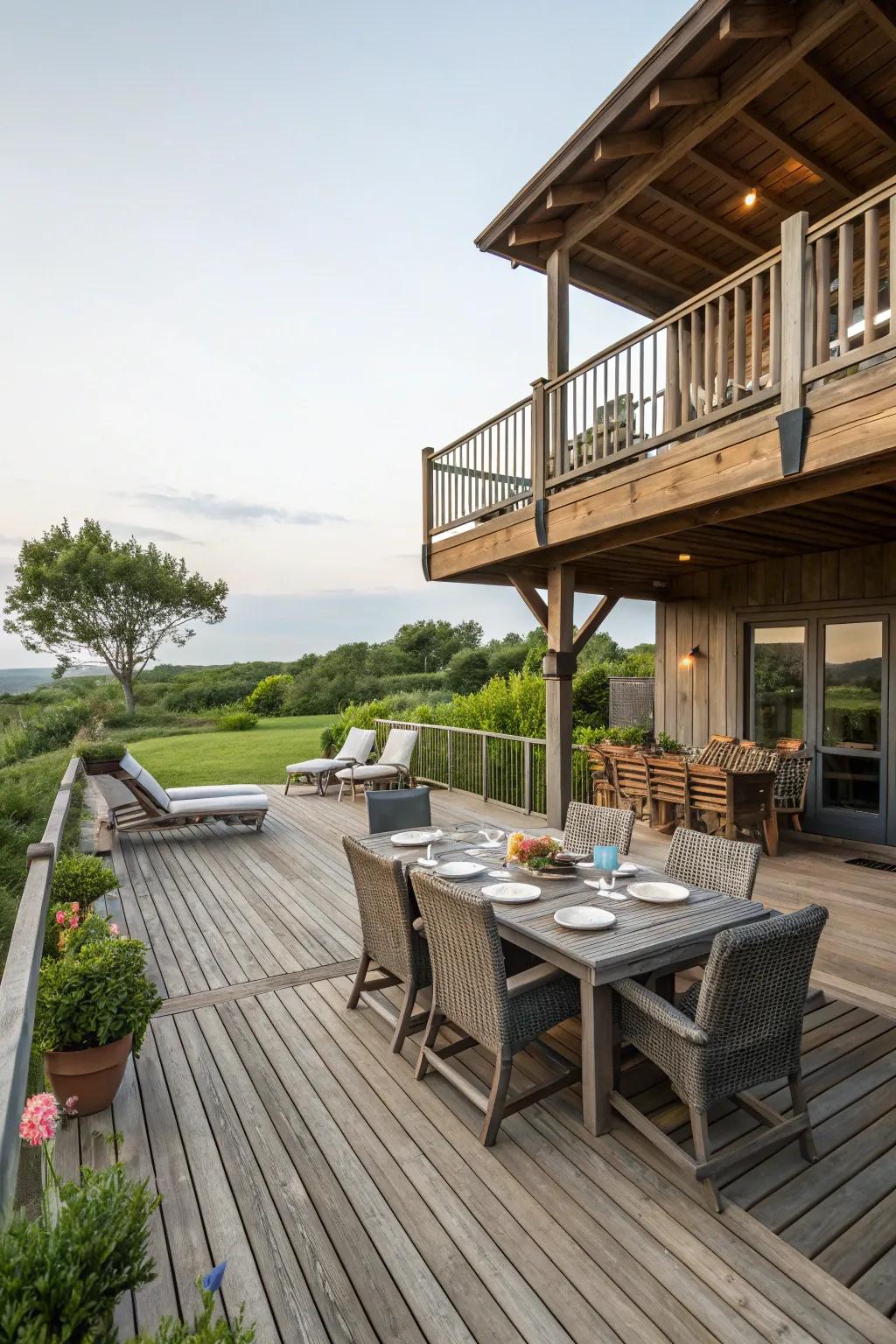 Tiered layout adds depth and versatility to this deck.