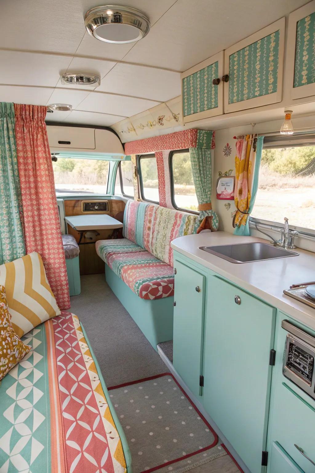 Nostalgic sensations contribute to a reminiscent charm to this RV.