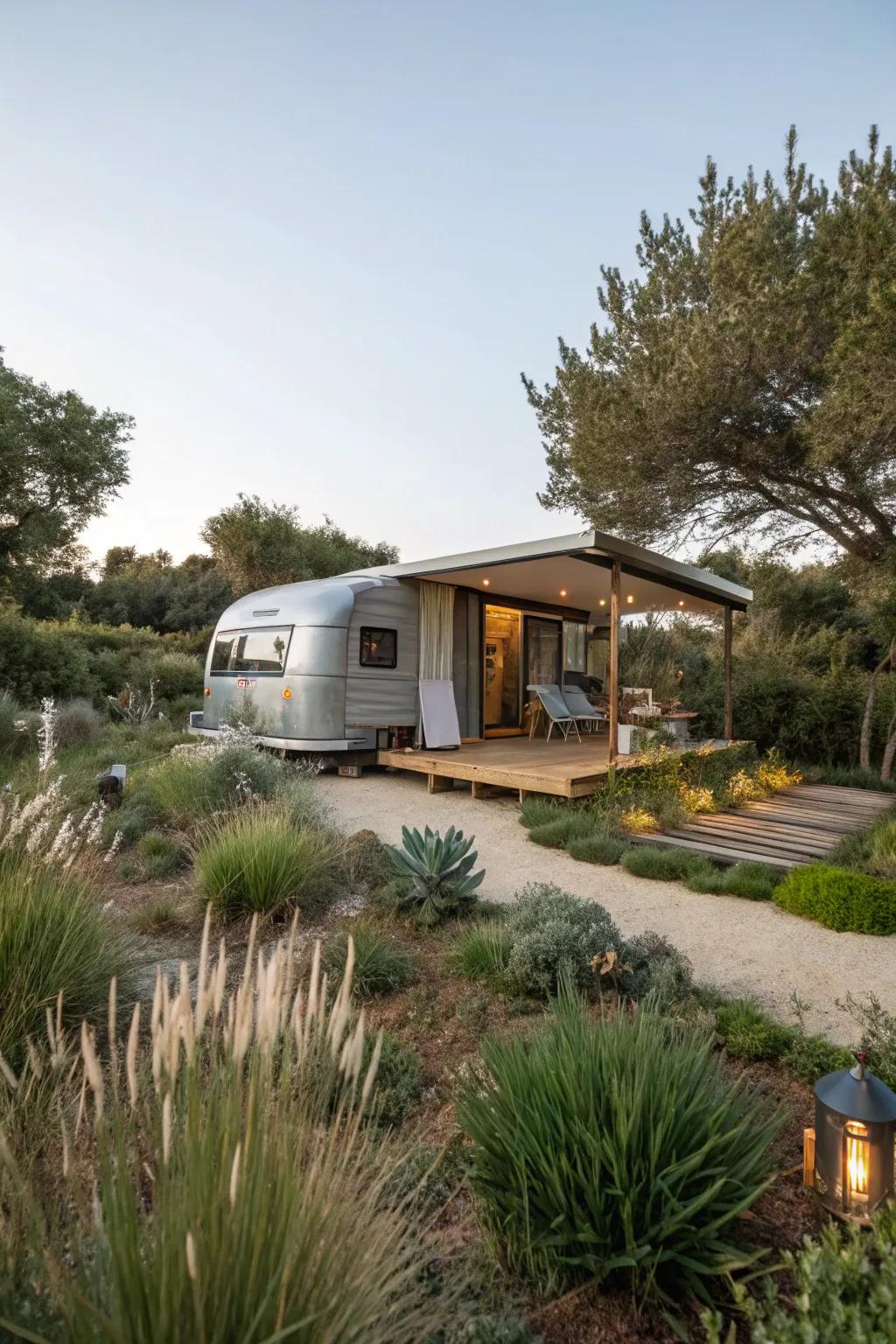 An eco-friendly RV shed built with sustainable materials.
