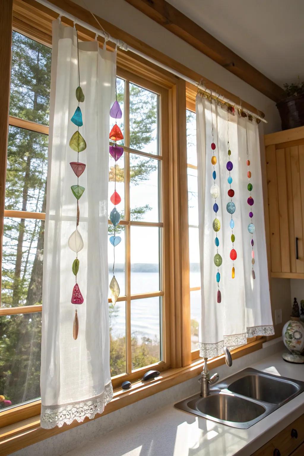 Sea glass window hangings add a hint of magic to your home.