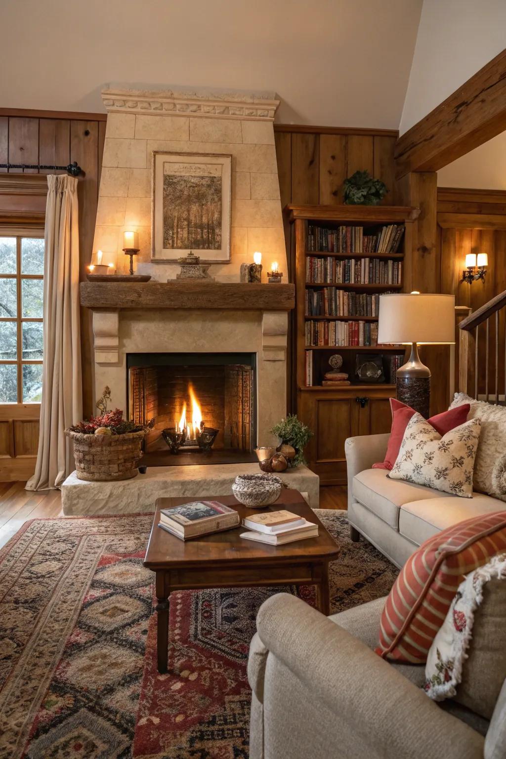 A fire feature brings warmth and atmosphere to your living room.