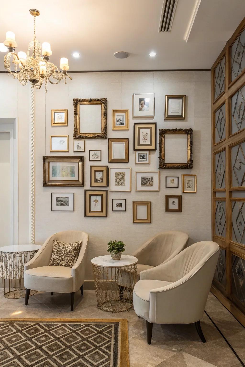Bare casings construct an artistic, gallery-like selfie spot.