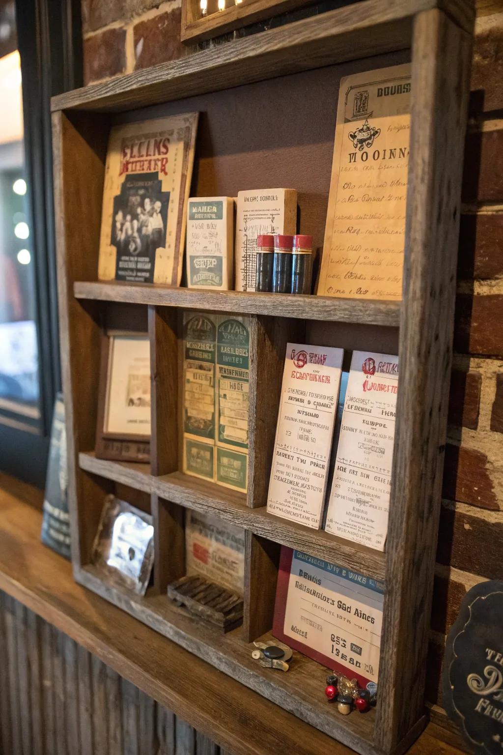 A nostalgia keepsake display brimming with cherished memories.