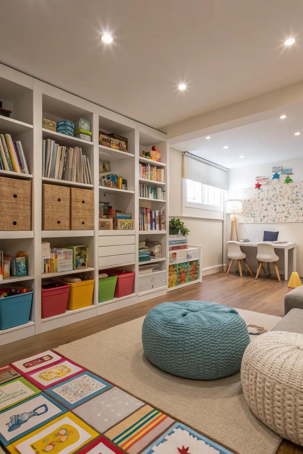 Designated areas for play and study enhance functionality.
