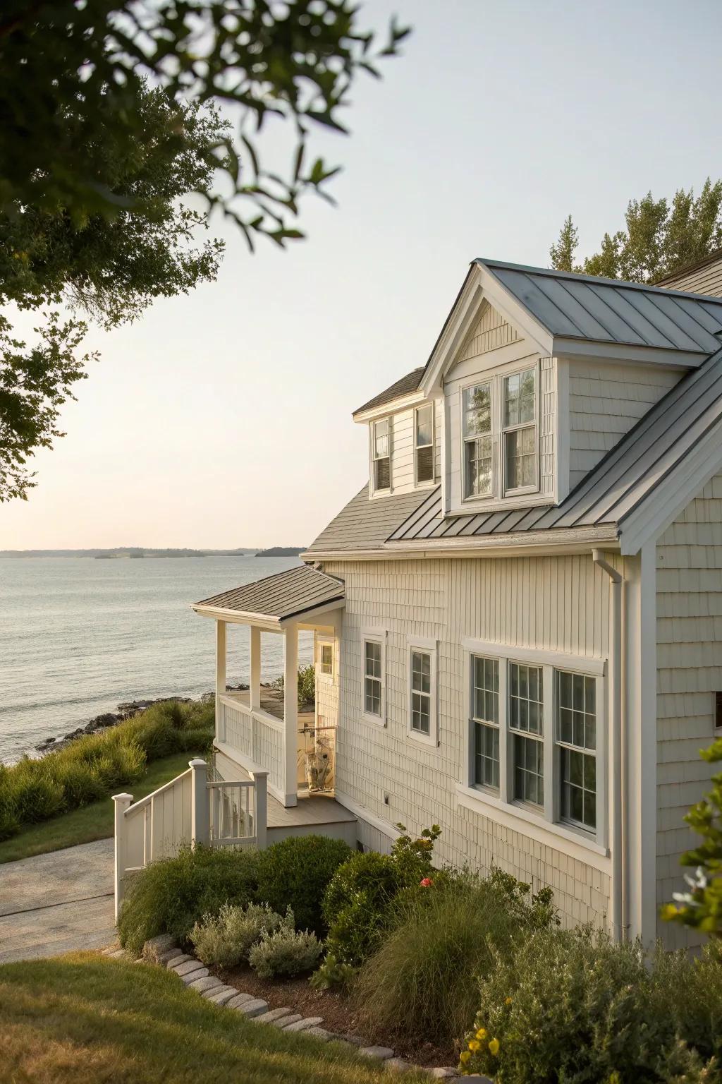 Coastal house featuring a seaside-inspired shed dormer.