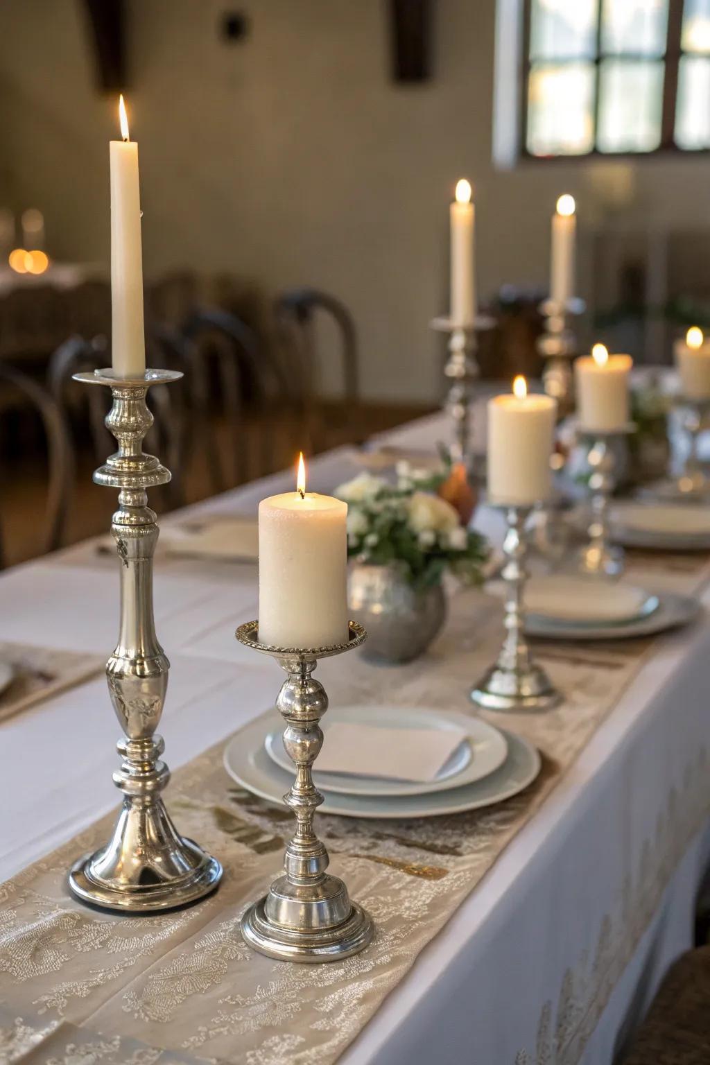 Matching candlesticks offer timeless elegance.