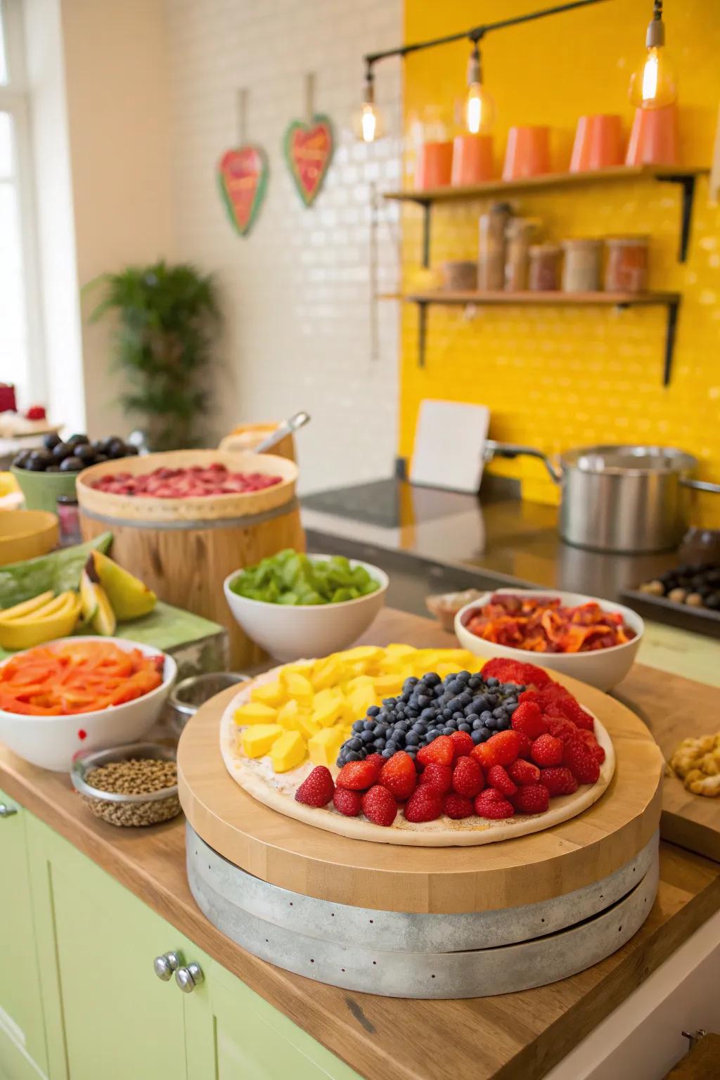 An energetic creative fruit flatbread station delivering a fun and delectable experience.