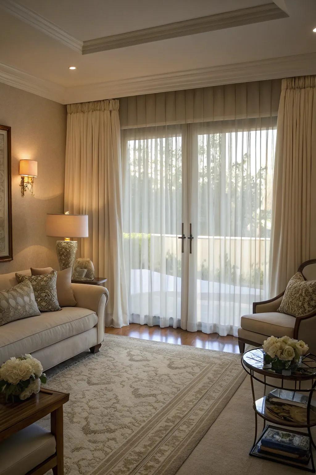 Privacy sheers offer class with light management.
