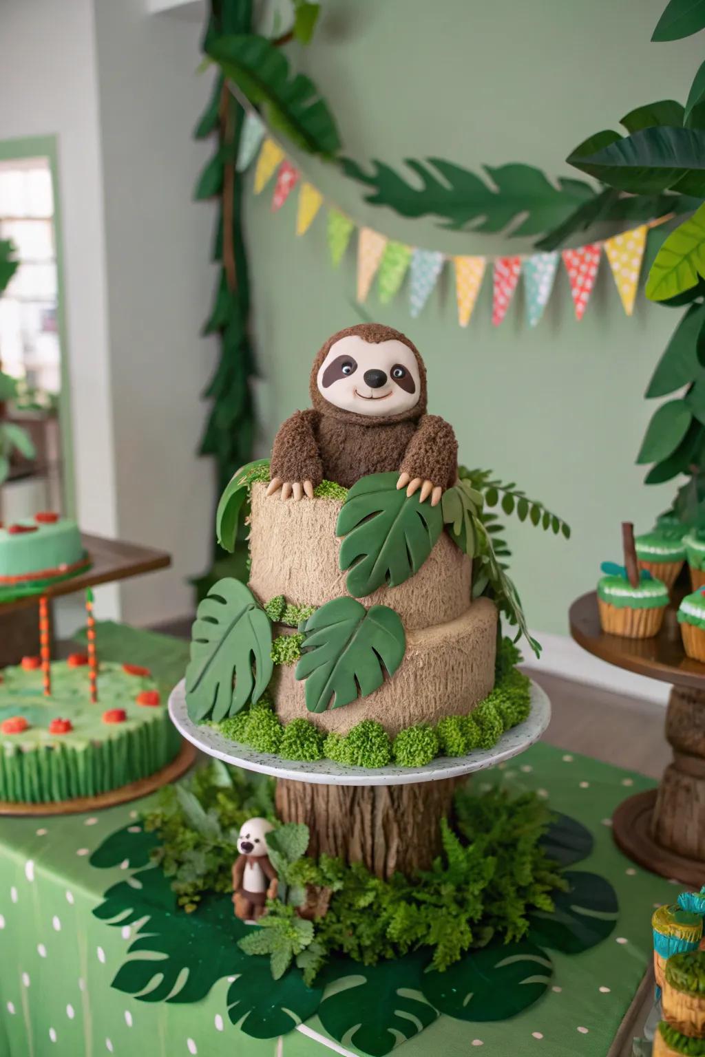 Forest accessories turn a tranquil cake into an adventure.