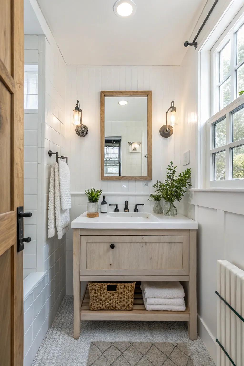 Light colors create an illusion of area in a small bathroom.