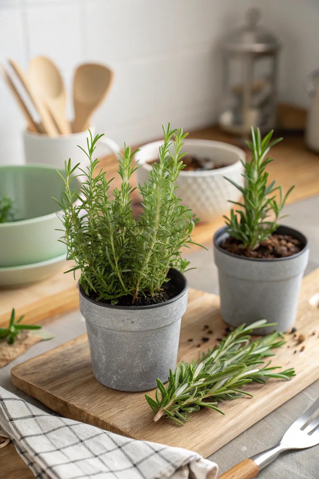 Fresh and fragrant, this herb garden centerpiece adds a cooking element.