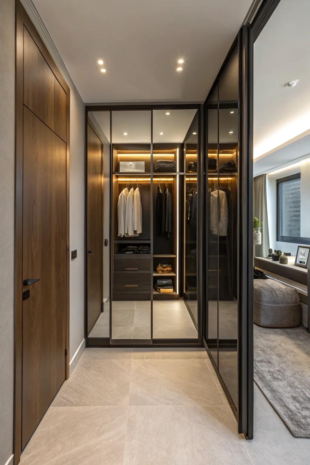 Reflective materials give the illusion of enhanced space.