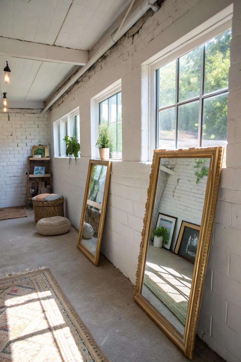 Use mirrors to maximize sunlight in your basement.