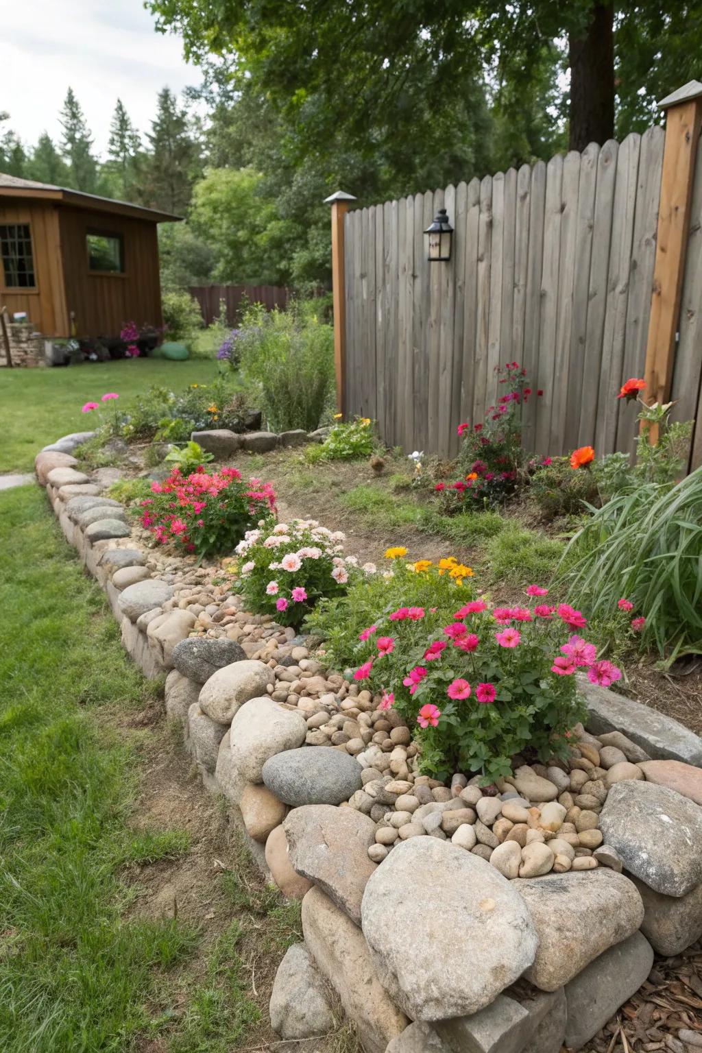 Create a natural style with rock or wood edges.