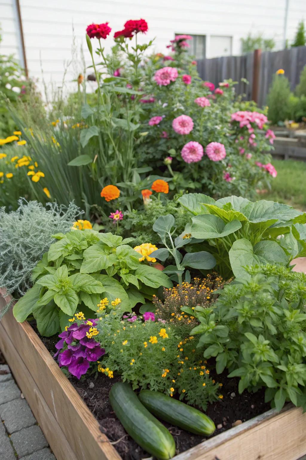 Integrated planting beds provide aesthetics and practicality in compact locations.